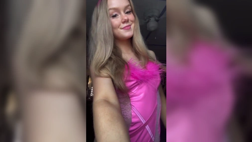 Petite Teen Savannah Apted Strips Pink Bunny Outfit for Easter Reveal