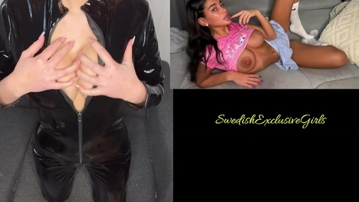 TheBellebunny flash her big tits in Latex dress