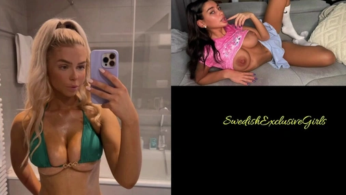 Norwegian Babe TheBelleBunny flashing her big tits in the Mirror & Boob Jiggle