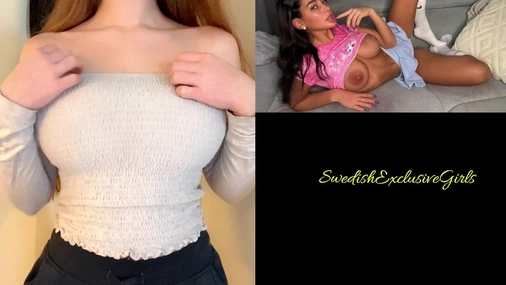 Norwegian Babe TheBellebunny flashing her big boobs