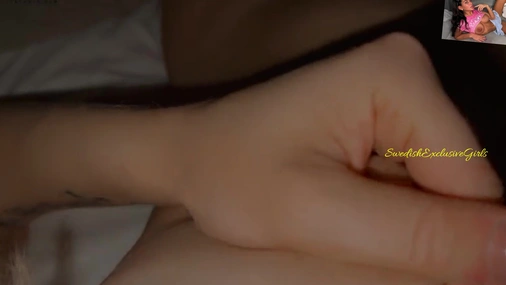 Swedish Blonde Babe LinnyNova playing with her big tits & tight pussy in bed 4K