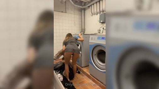 Emisecrets Riding a Dildo in Public Laundry Room