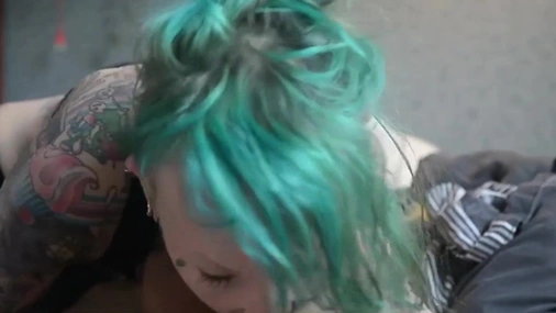 Swedish Goth Gives Blowjob And Licks Cum from Fingers