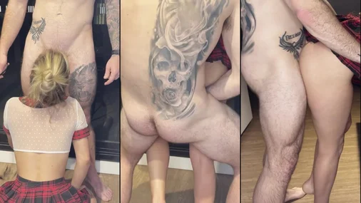 Explicittbabe Beordrad att ge en avsugning innan hård knull bakifrån