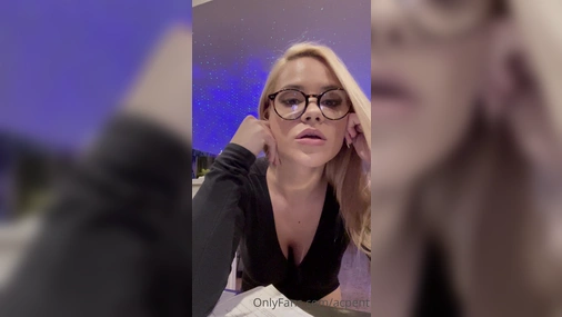 Dressed Blonde Acpent In Glasses Flashing Tits To Cream Nipples