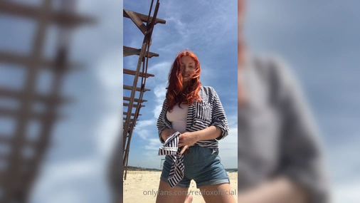 RedFoxOfficial Flashing Perfect Tits in Public Beach