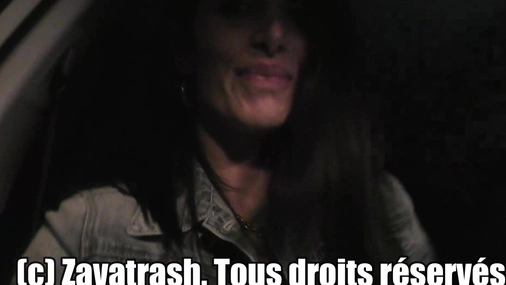 French Milf Zavatrash Giving Blowjob to Stranger in Public