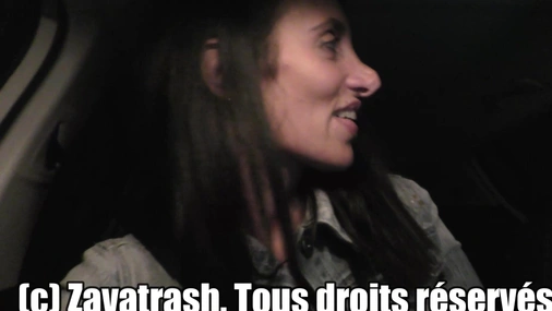French Milf Zavatrash Giving Blowjob to Stranger in Public