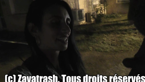 French Milf Zavatrash Giving Blowjob to Stranger in Public