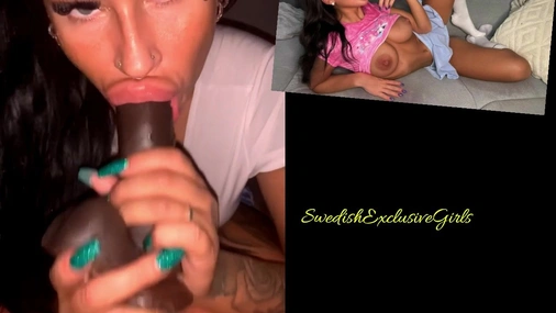 Swedish Tattooed Babe Pernilla Hakansson Blowjob on dildo