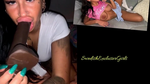 Swedish Tattooed Babe Pernilla Hakansson Blowjob on dildo