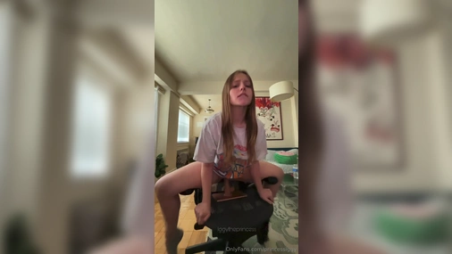 Princessiggy - Homemade Dildo Riding in Chair