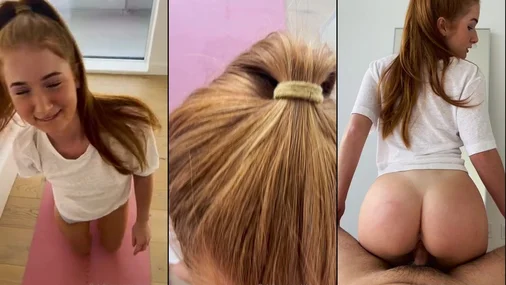 Yoga-Schlampe AbbyBunni wird im POV im Doggy-Style gefickt