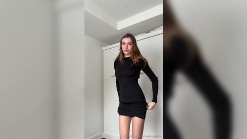 Realavabella - Sexy Black Dress with Stockings Haul