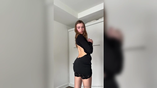 Realavabella - Sexy Black Dress with Stockings Haul