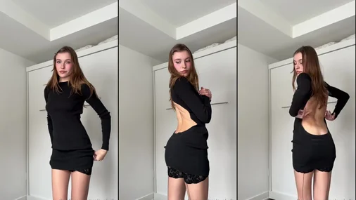 Realavabella – Sexy schwarzes Kleid mit Strümpfen – Haul
