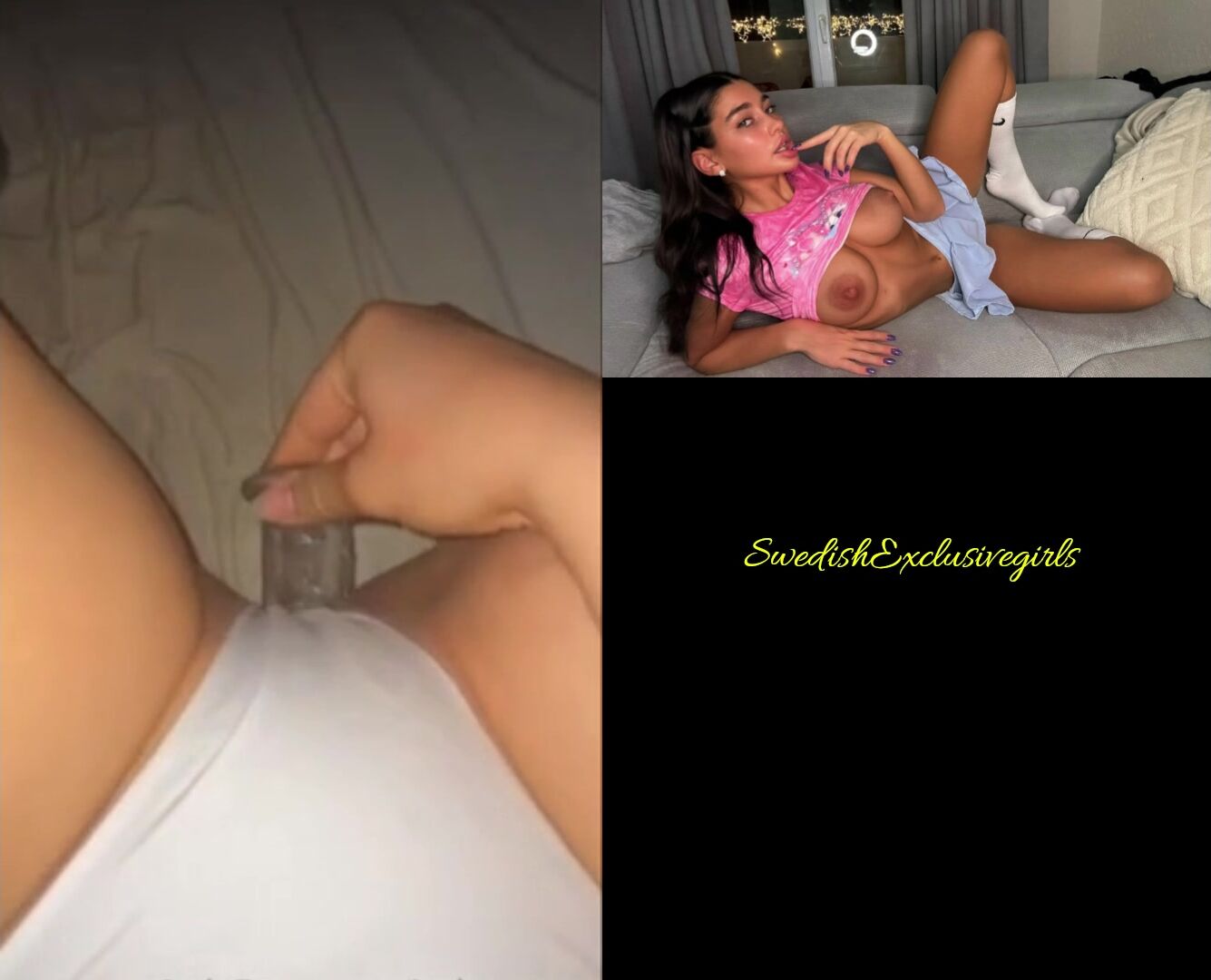 Swedish Babe Tindra Imhauser playing with dildo in panties