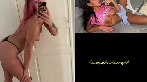 Swedish Pink Haired Tattooed Babe Ida Olofsson showing her naked boobs