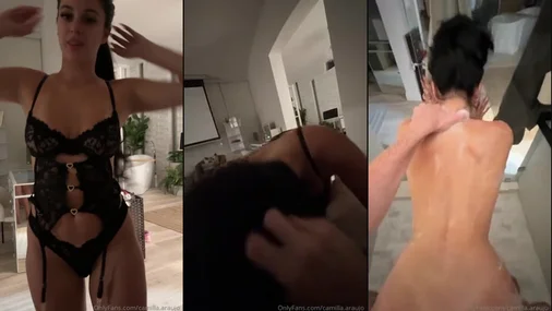 Camilla Araujo Blowjob in voller Dessous-Montur und Sextape