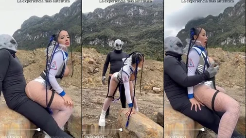 Kathrin3 – Im Freien im Stehen in der Hündchenstellung mit Blowjob