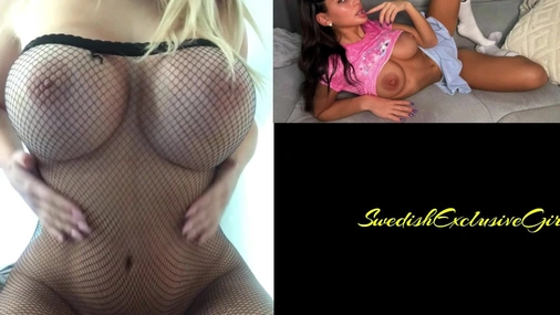 Swedish Milf Bella Showing her huge tits & tight pussy in fishnet outfit