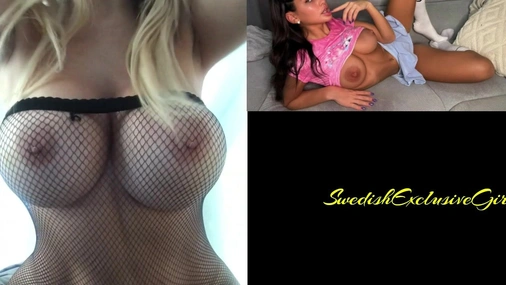 Swedish Milf Bella Showing her huge tits & tight pussy in fishnet outfit