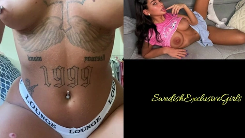 Swedish Tattooed Pierced Babe Ida Olofsson playing with her big naked tits