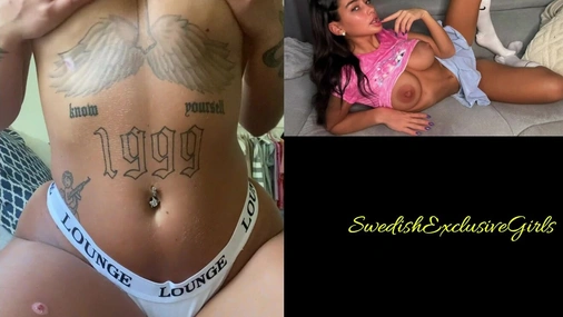 Swedish Tattooed Pierced Babe Ida Olofsson playing with her big naked tits