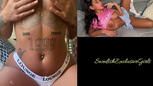 Swedish Tattooed Pierced Babe Ida Olofsson playing with her big naked tits