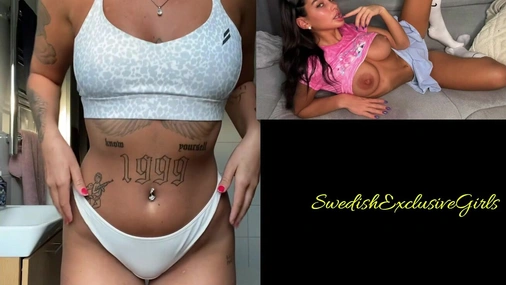 Swedish Tattooed Pierced Babe Ida Olofsson showing her naked tight body in bathroom 4