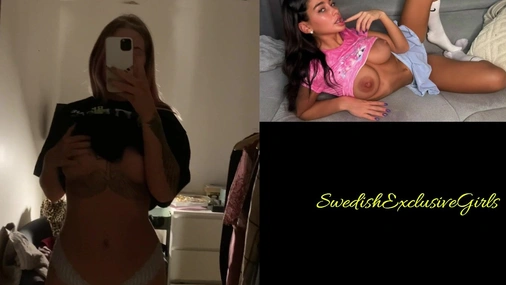 Swedish Tattoed Babe Ida Olofsson showing her big tits in mirror