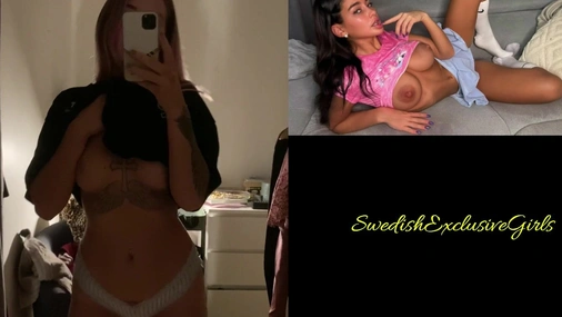 Swedish Tattoed Babe Ida Olofsson showing her big tits in mirror
