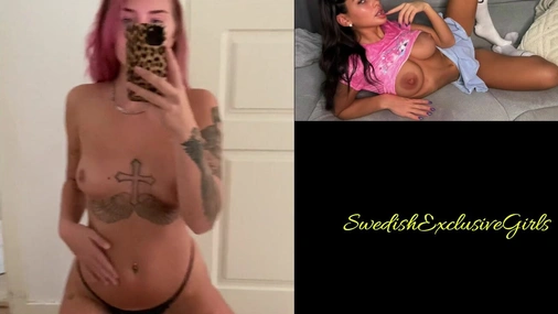 Swedish Tattoed Pink Haired Ida Olofsson Showing her sexy naked body in the mirror 2