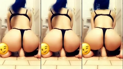 Angelica Lindholm rider på en stor dildo