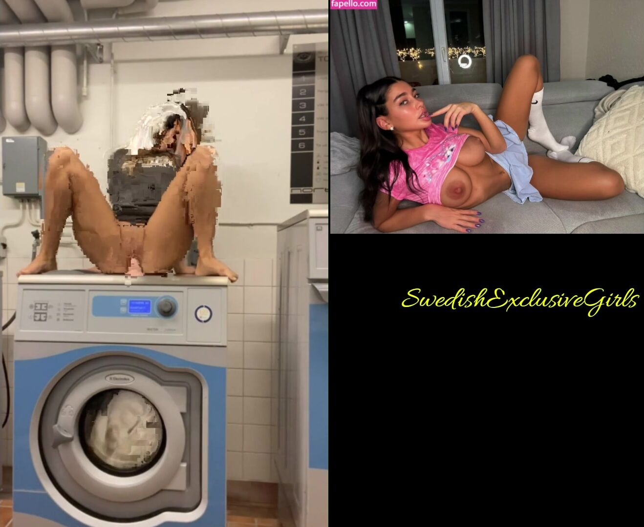 Swedish Babe Emisecrets Riding Dildo On Washing Machine