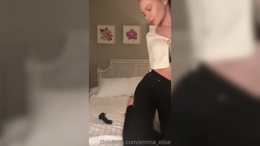 Emmaelise black dildo masturbation fom behind