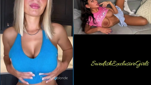 Swedish Babe ThatYoungBlonde Teasing & Flashing Her Huge Perfect Big Tits