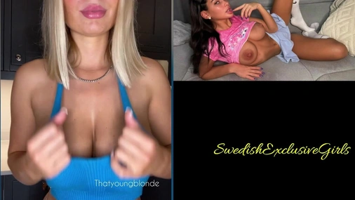 Swedish Babe ThatYoungBlonde Teasing & Flashing Her Huge Perfect Big Tits
