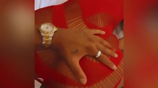 Caroline Nitter Doggy In Red Dress