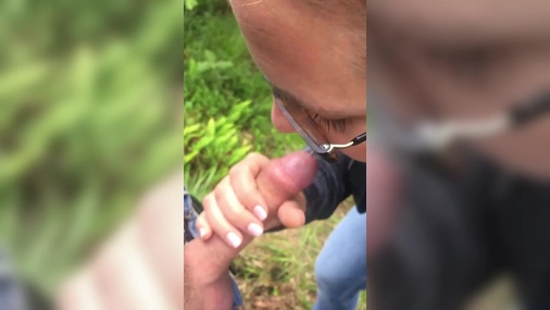 Nerdy Swedish Girlfriend Giving Blowjob in Public