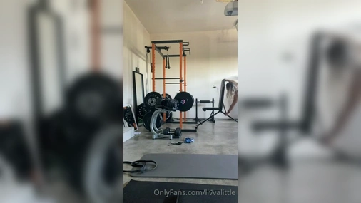 LivvaLittle Lifts Weight And Doing Exercise Naked