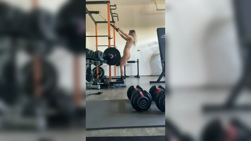 LivvaLittle Lifts Weight And Doing Exercise Naked