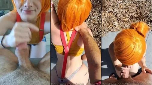 Dani Sky Blowjob utendørs POV