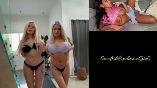 Norwegian Blonde Babes Iselin & Silje Shows Their Big Tits In Mirror