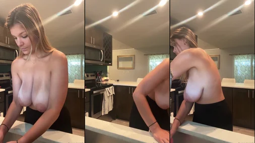 Avery Leigh – Oben ohne in der Küche und beim Plaudern
