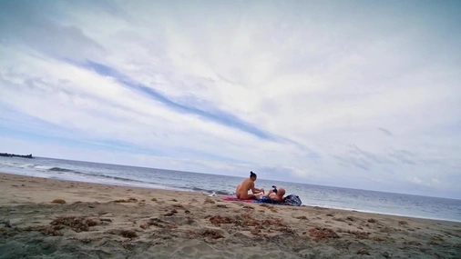 TASHA SINZ gives a Random Stranger a Handjob at the Nudist Beach