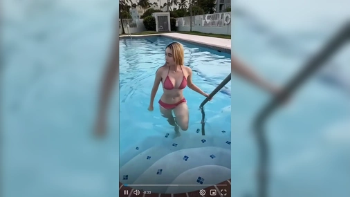 Lil Tay Wearing Tight Bikini in Pool Video