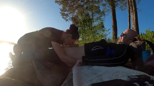Norwegian Girl Giving Blowjob on a Lake
