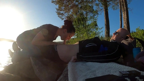 Norwegian Girl Giving Blowjob on a Lake
