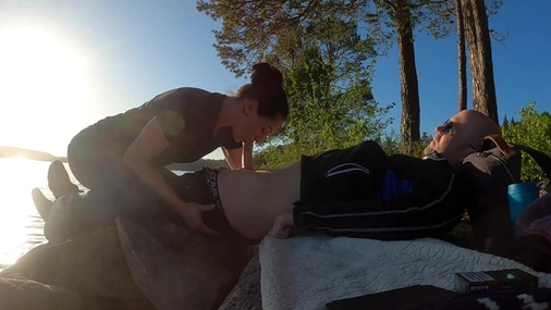 Norwegian Girl Giving Blowjob on a Lake